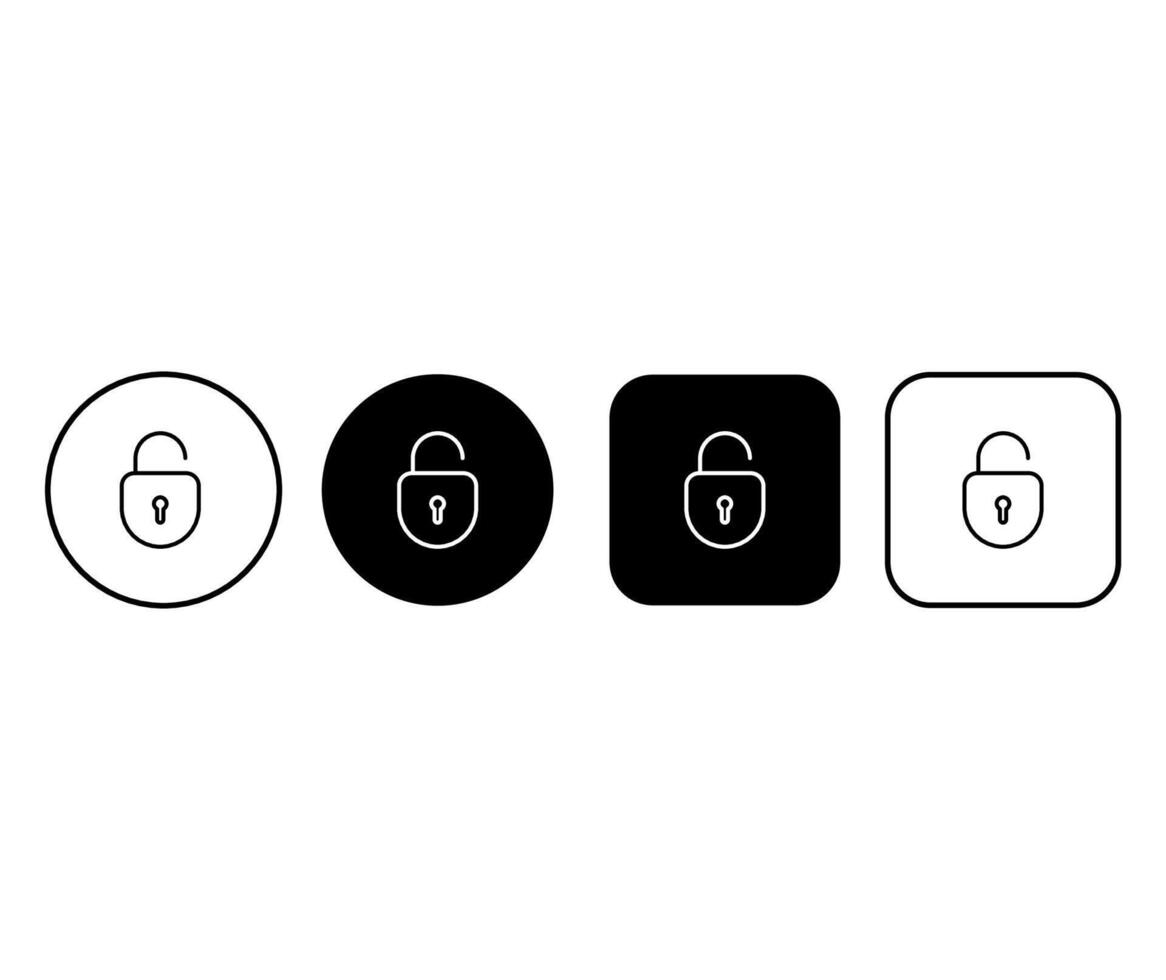 Set of lock icons. Web buttons with padlock silhouettes. Editable stroke vector