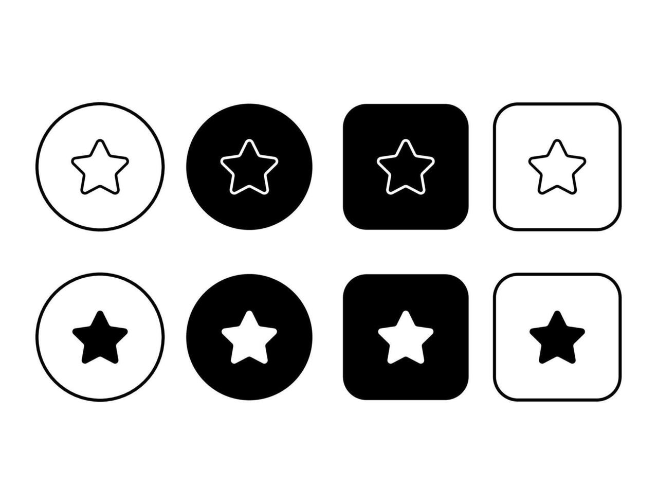 Star outline icon collection. Simple star buttons set. Star symbols. Rating or feedback icon vector