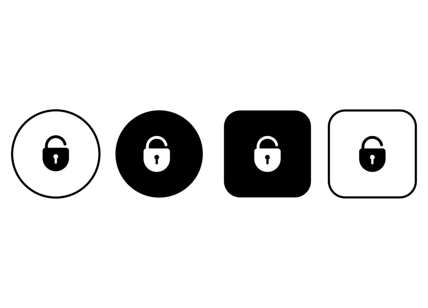 Set of opened padlock icons. Simple opened lock buttons collection. vector