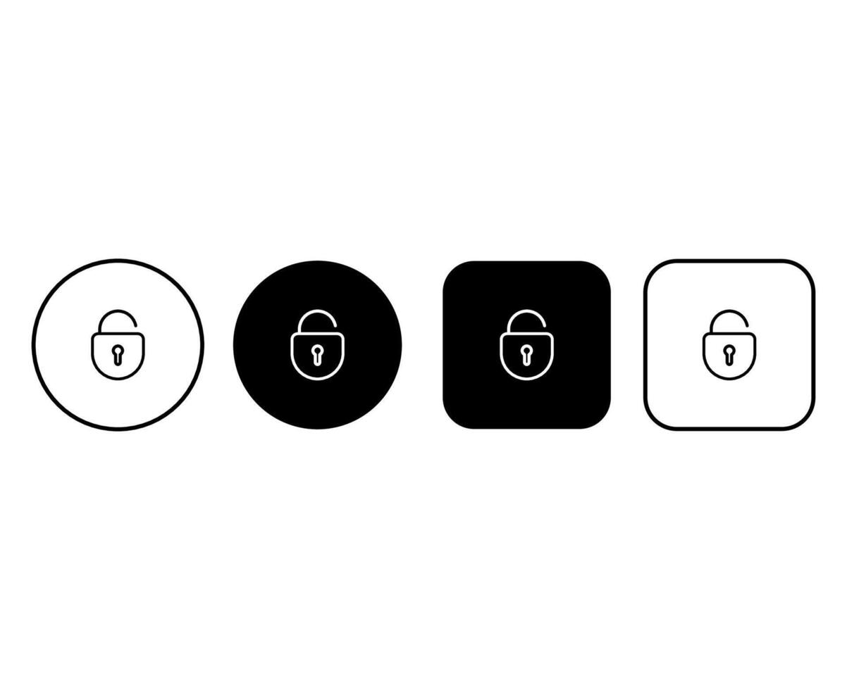 Set of padlock icons. Buttons with lock silhouettes. Editable stroke vector