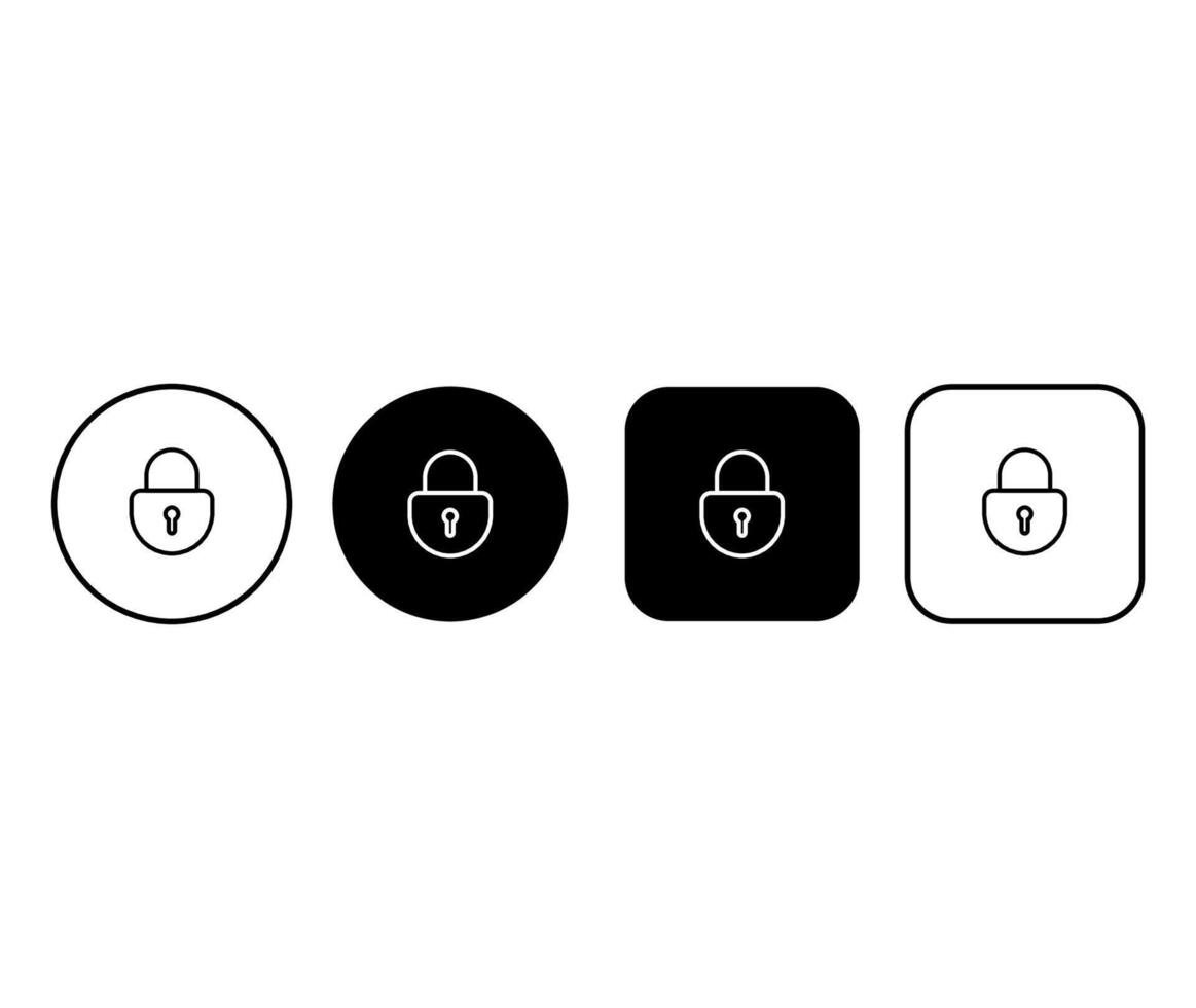 Set of lock buttons, editable stroke. A collection of padlock icons for access control, security, privacy and authentication screens vector