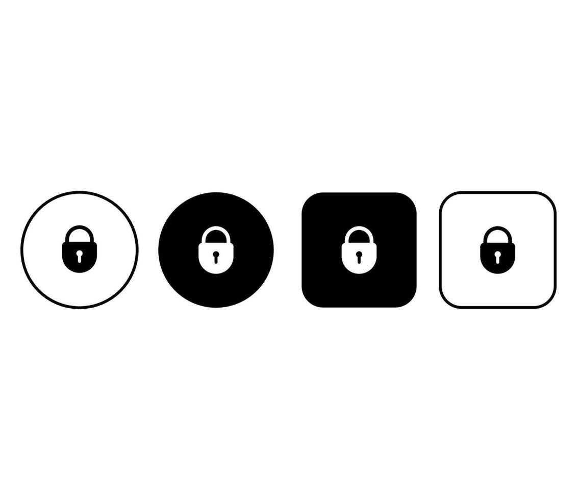 Minimalistic set of security buttons with lock icons. Collection of closed padlocks for access control, login screens, and web or app security designs vector