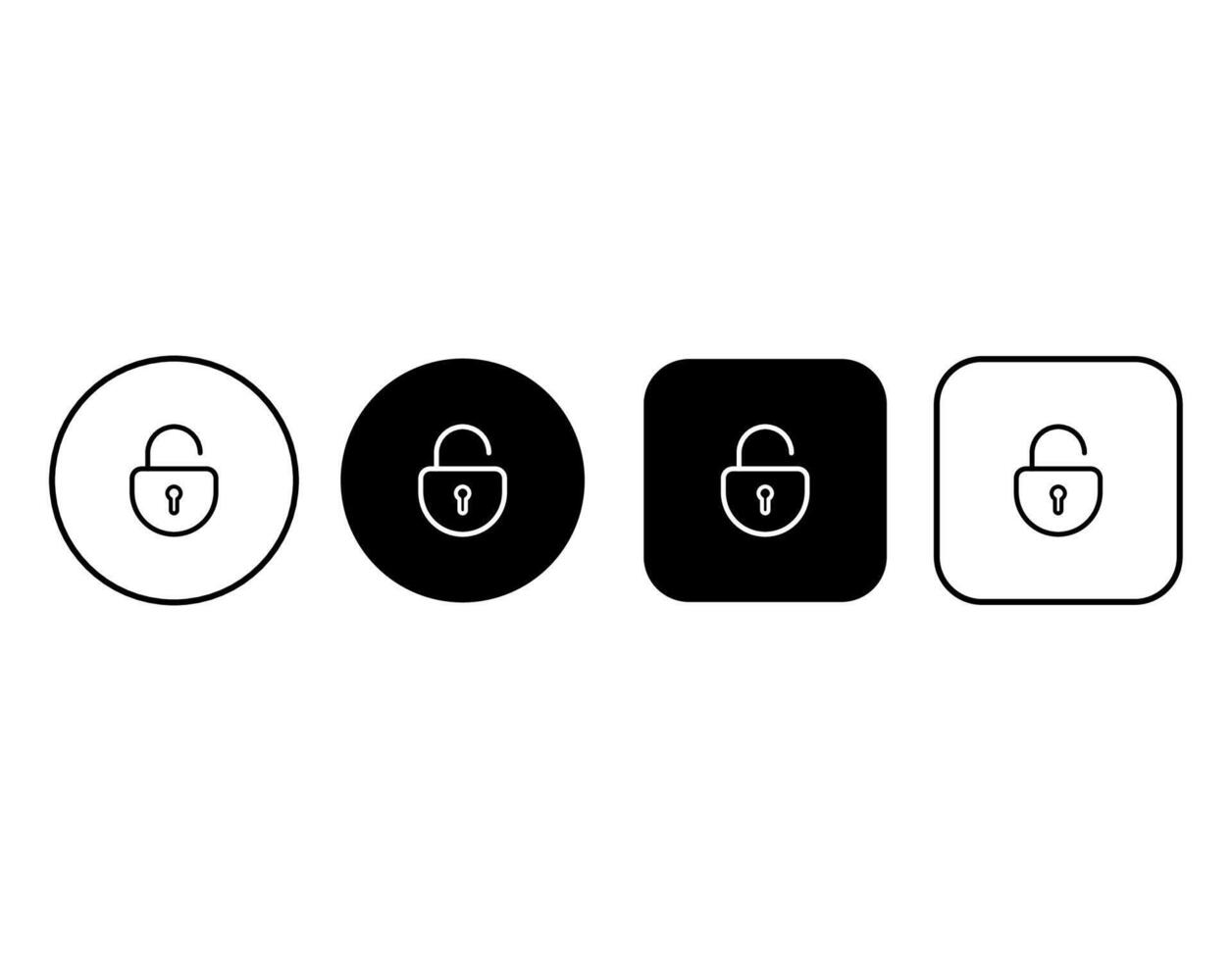 Outline open lock icons set. Security symbols buttons vector