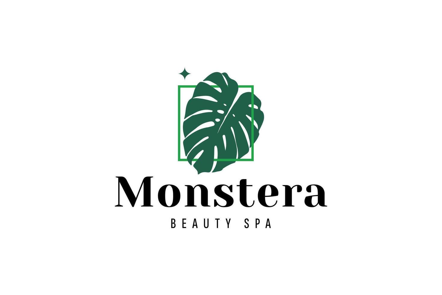 Monstera-inspired botanical emblem. Suitable for nature-themed branding and premium spa businesses. vector