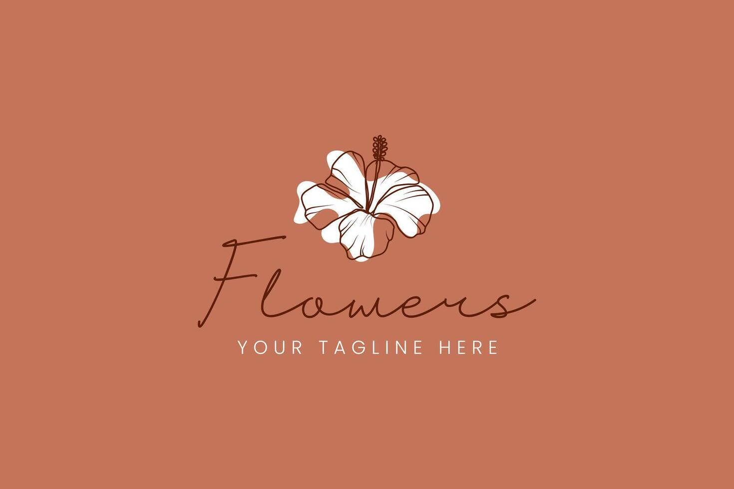 Simple and modern flower logo with handwritten typography. Ideal for elegant branding needs. vector