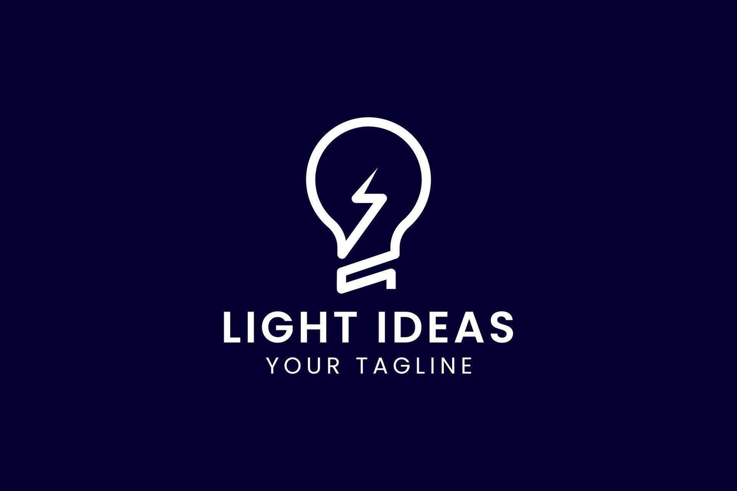 Minimalist light bulb logo with electricity symbol. Great for innovation, apps, or creative agencies. vector