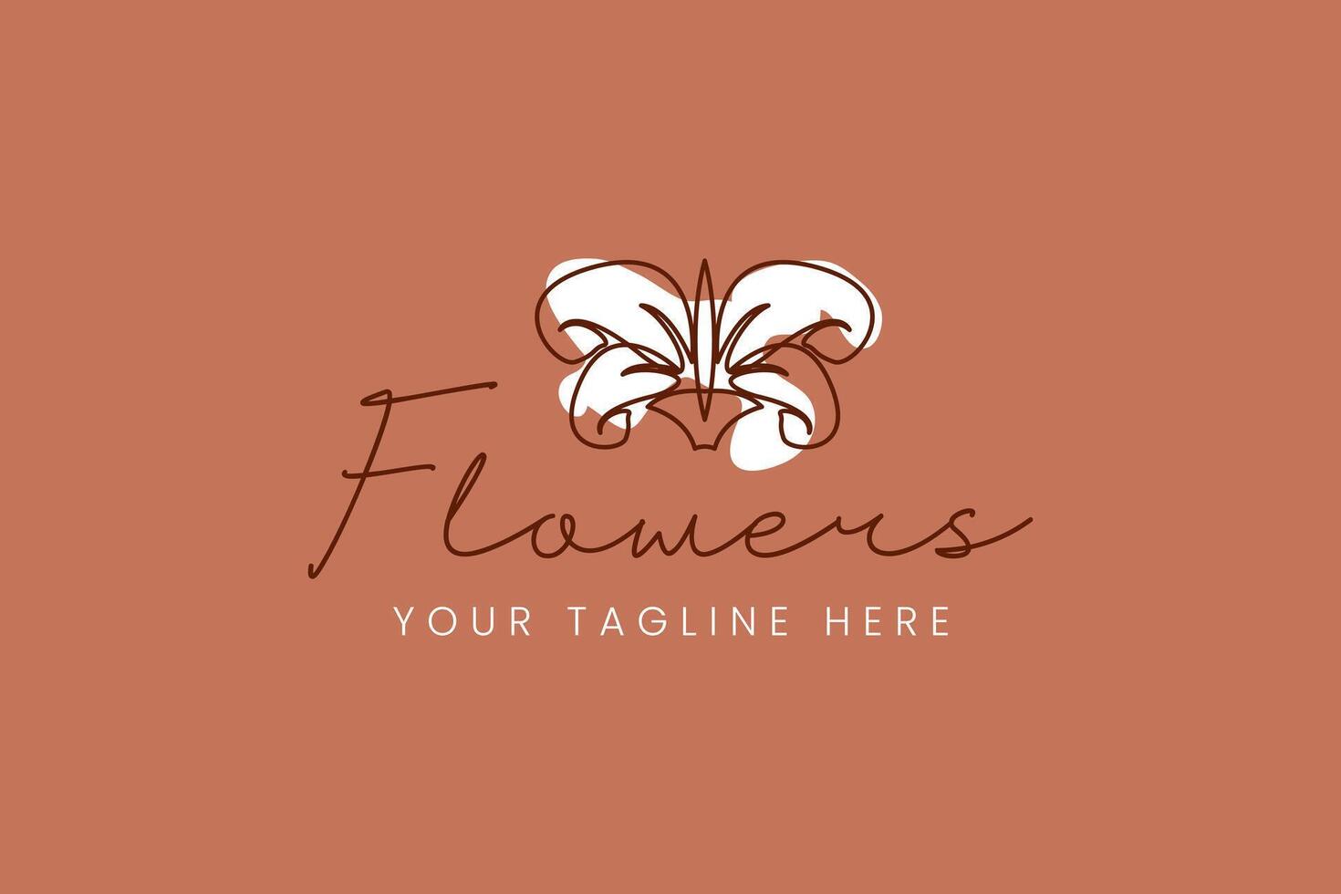 Modern floral logo with handwritten font and abstract rose illustration. Ideal for feminine branding. vector
