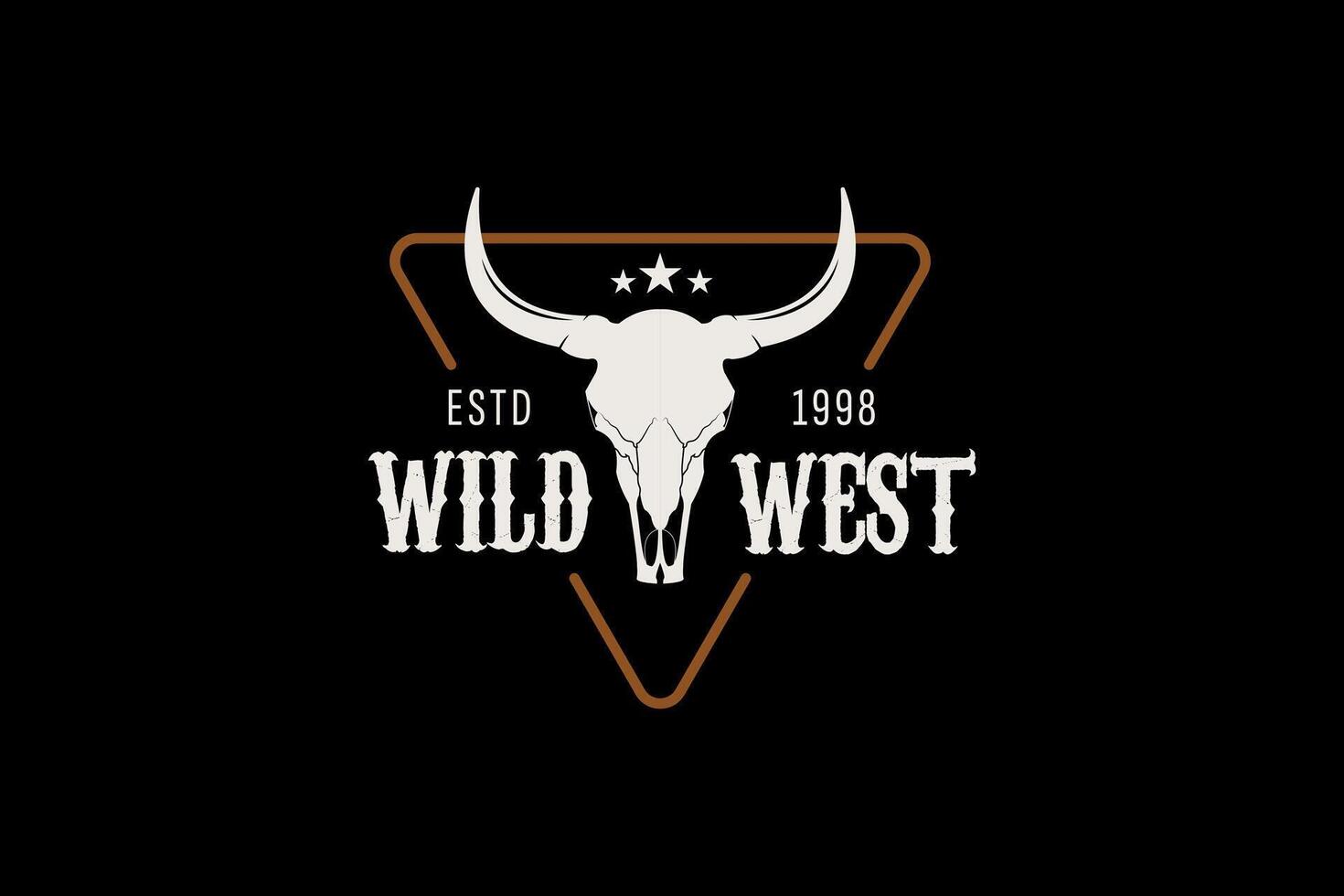 Minimal bull skull logo with old western aesthetic. Suitable for rustic brands and vintage clothing lines. vector