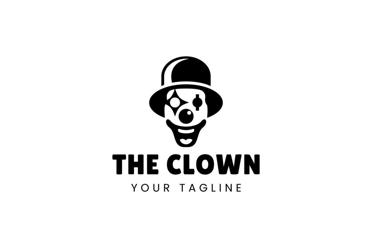 Striking clown logo for creative and fun branding. Great for artists, festivals, or performers. vector