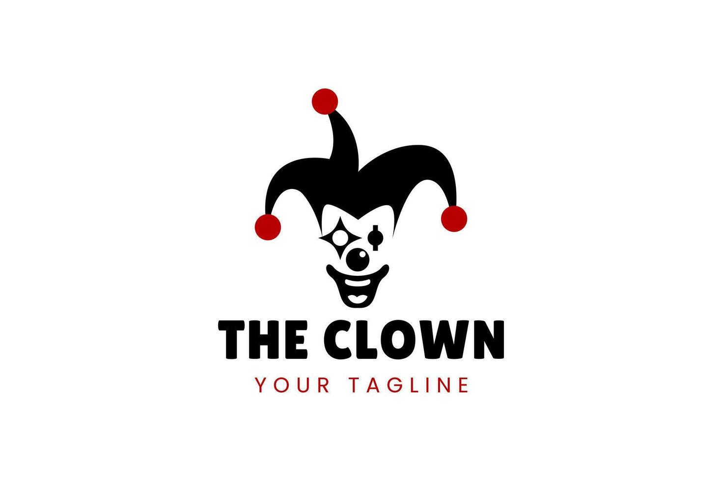 Minimalist clown logo featuring dramatic eyes and smile. Great for party services or YouTube channels. vector