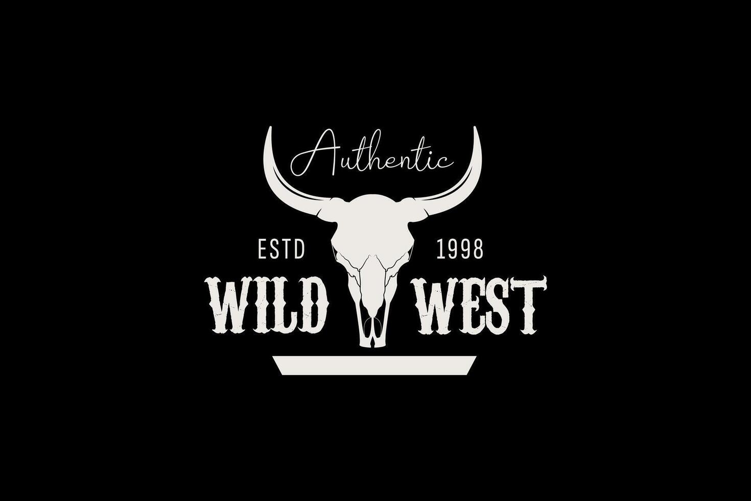 Vintage logo featuring cow skull and Wild West lettering. Great for adventure and western style products. vector