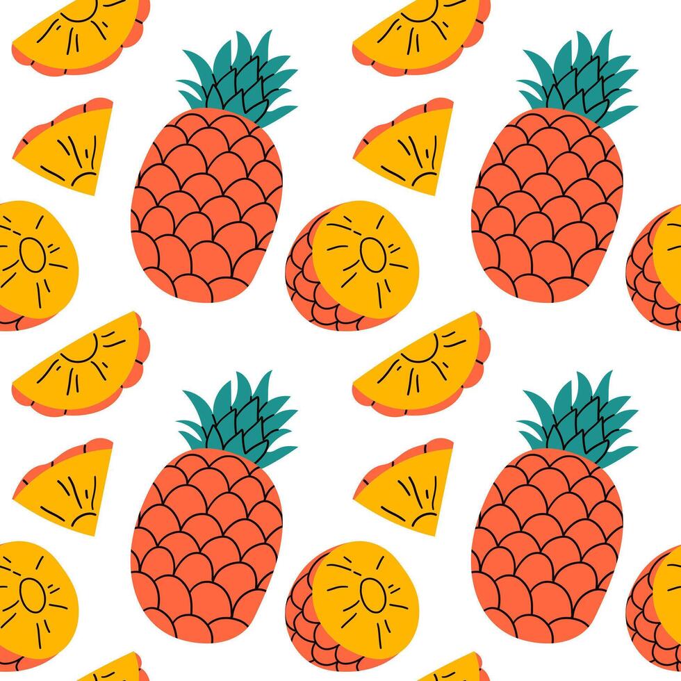Seamless Pineapple Slice Pattern. Pineapple pattern. Seamless pineapple pattern . Ananas seamless pattern. Pineapple exotic tropical fruit as name Ananas comosus for fabric and paper print . vector