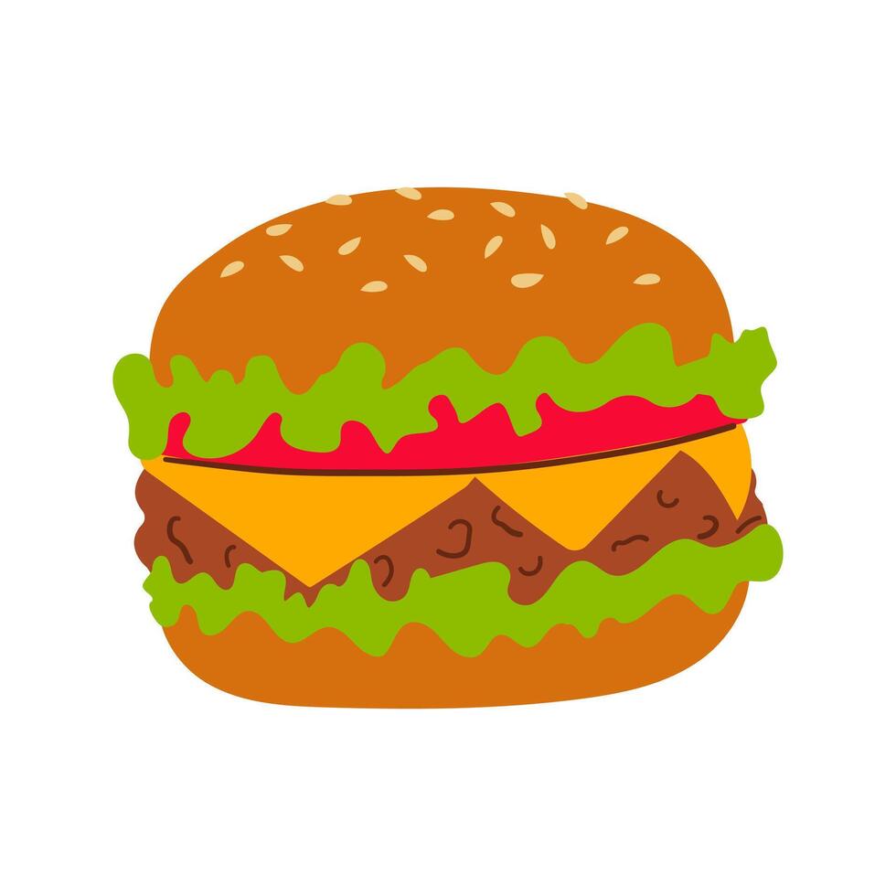 Burger Food refers to digital illustrations of burgers created in format. These graphics are perfect for designers and marketers looking to add appetizing visuals to their projects. vector