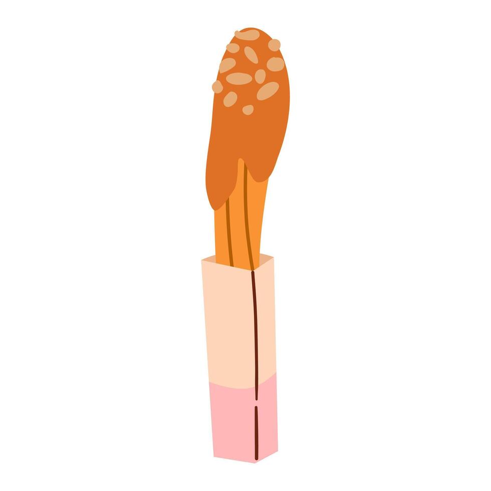 Churros icon. Illustration of traditional Spanish and Mexican sweet dessert and chocolate dip isolated on a white background. vector