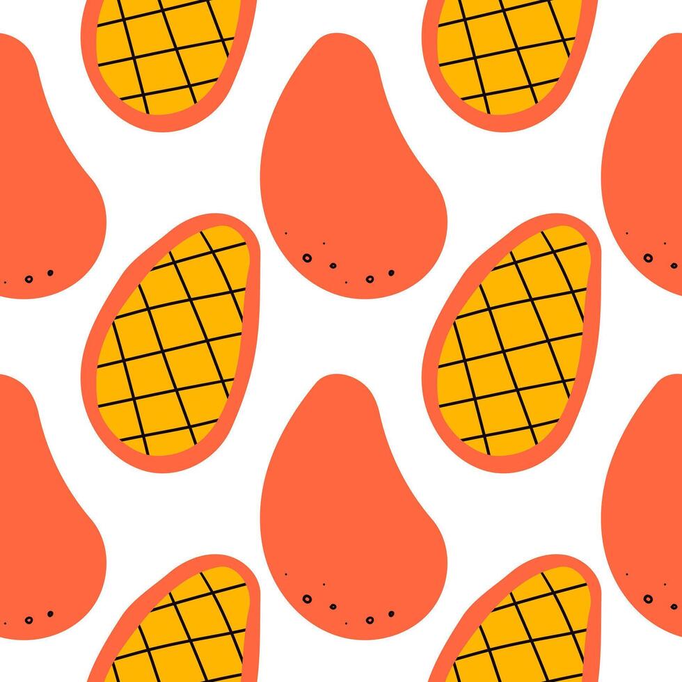 Mango seamless pattern. Seamless background pattern of yellow mango. Cute mango pattern, Ripe mango on a white background vector