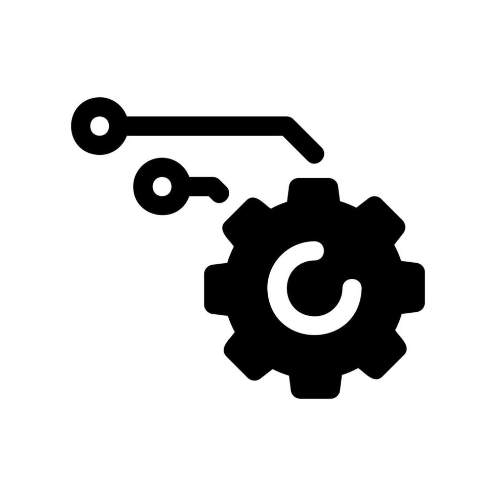 Technical Settings Icon Showing a Gear with Connected Circuit Nodes Dots vector