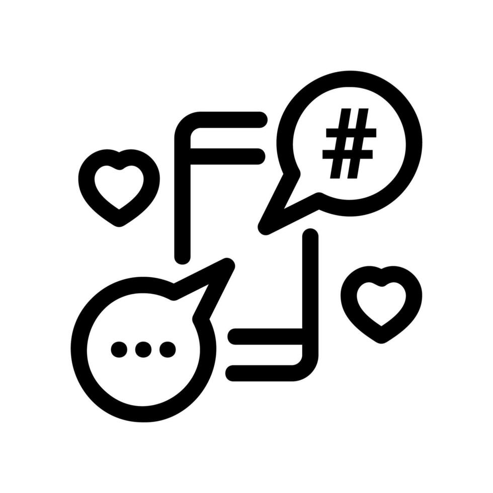 Social Media Engagement Icons Including Likes Hashtag and Comments Graphic vector