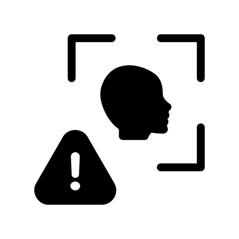 Face Scan Warning Icon Profile within Detection Area vector