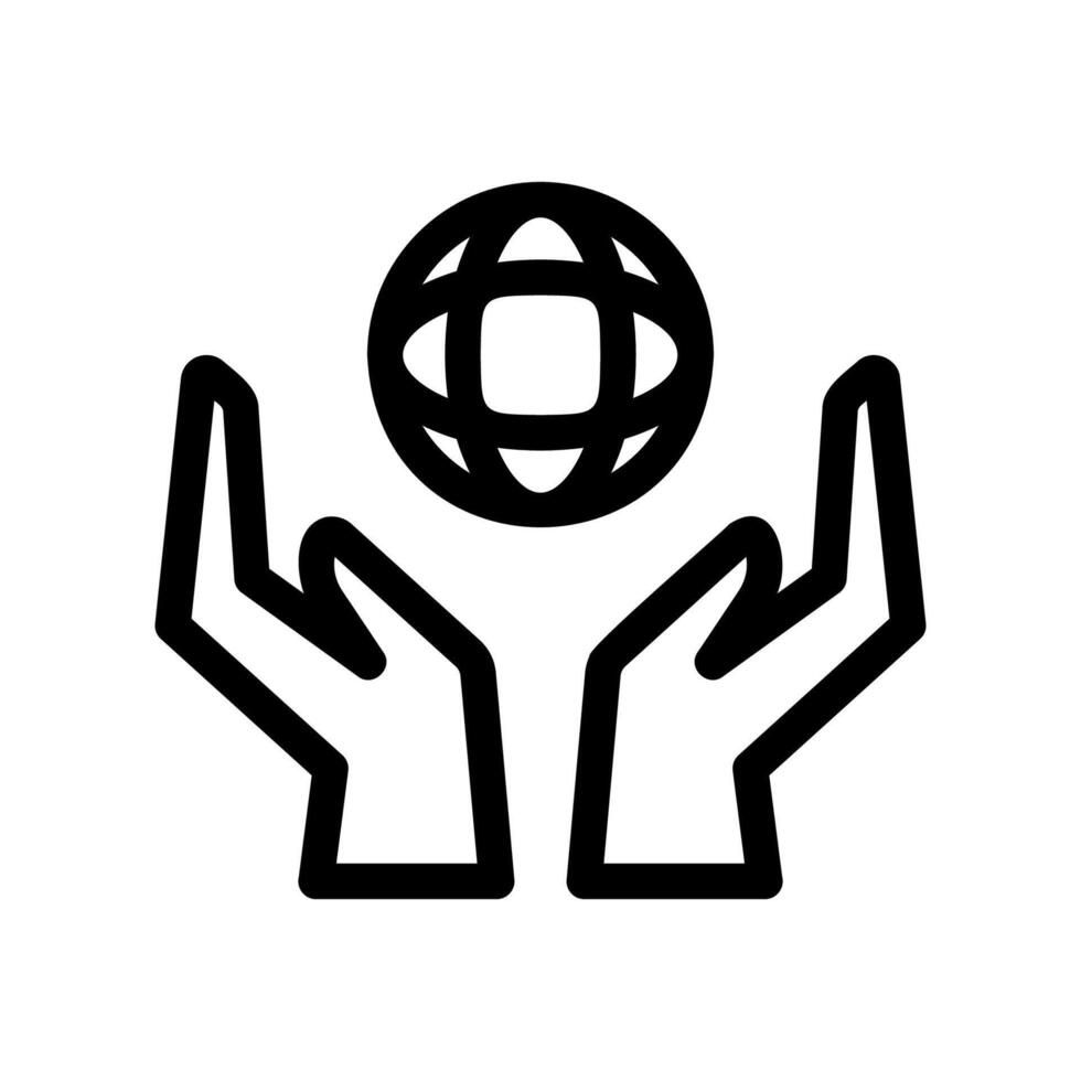 Hands holding abstract stylized globe outline icon vector