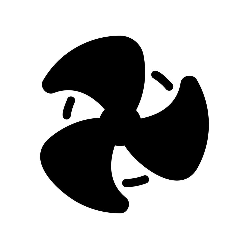 Solid Black Icon Depicting Propeller or Fan Blades vector