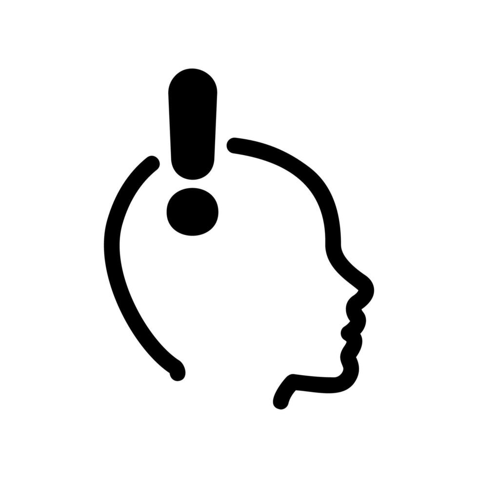 Profile Head Silhouette Icon Containing an Exclamation Mark Symbol Inside vector