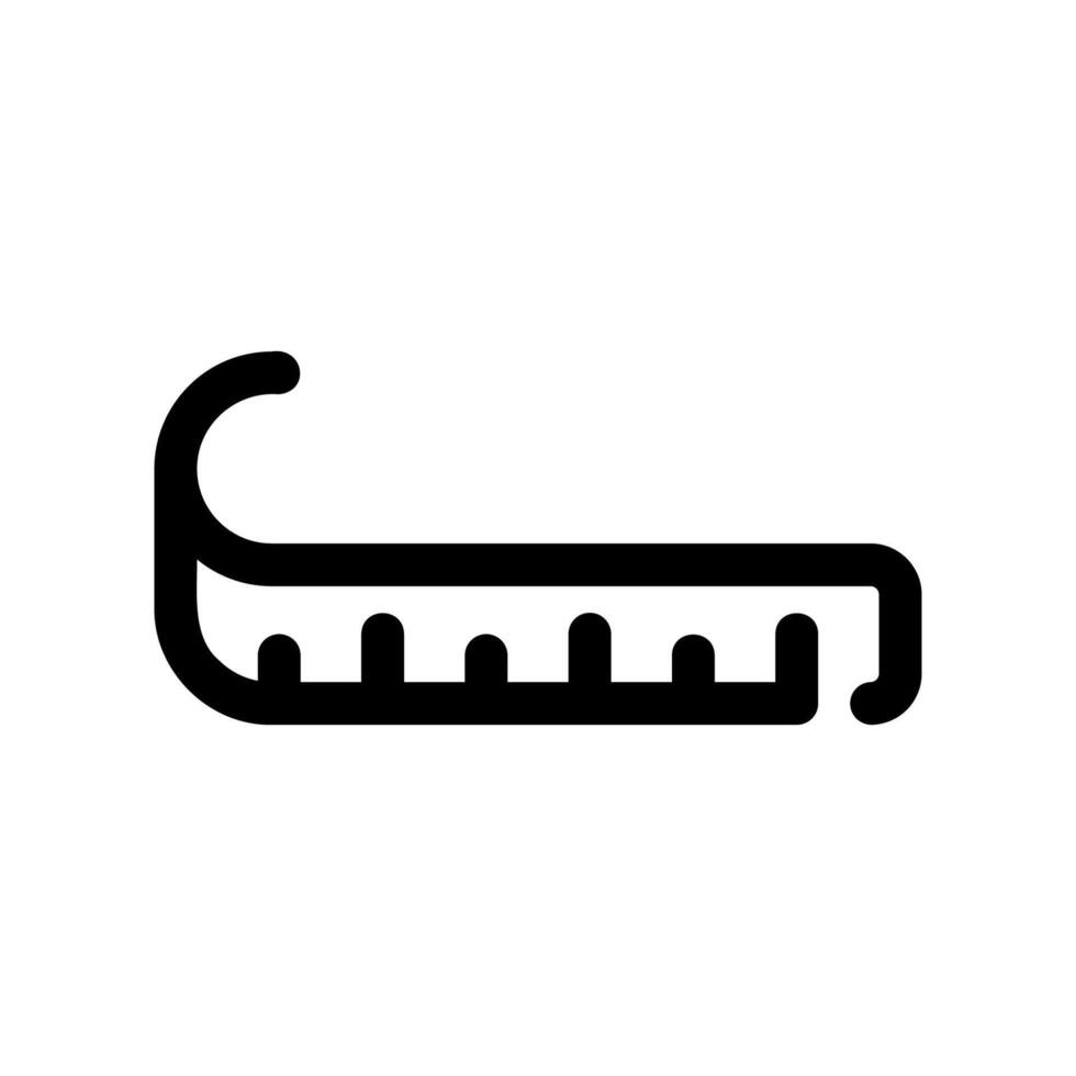 Black Outline Icon Depicting a Curved Measuring Tape or Ruler vector
