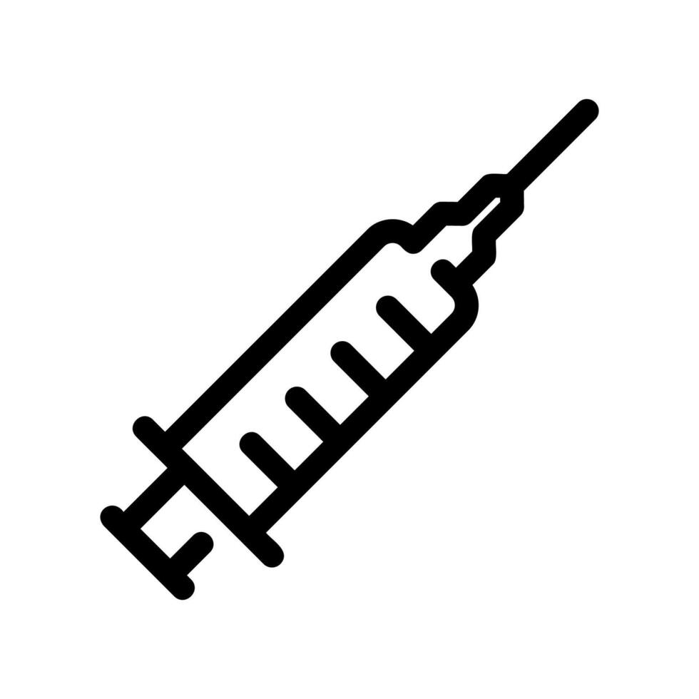 Medical Syringe with Needle Line Art Icon for Vaccination or Injection vector