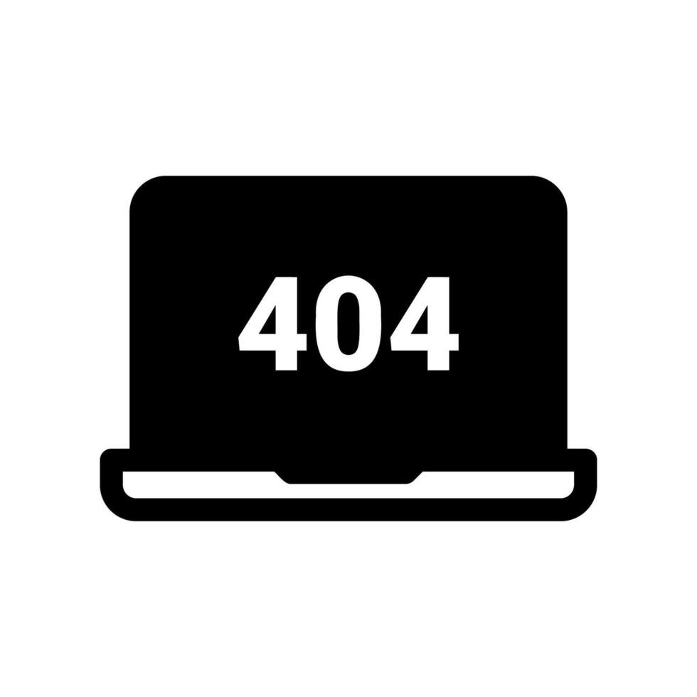 Laptop Computer Screen Displaying a Standard 404 Error Message Icon vector