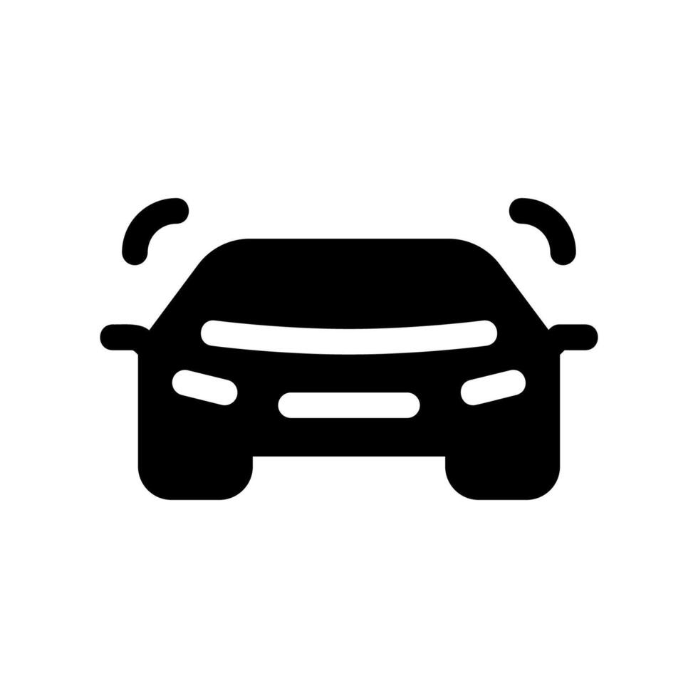 Solid Black Car Icon with Lines Indicating Movement vector