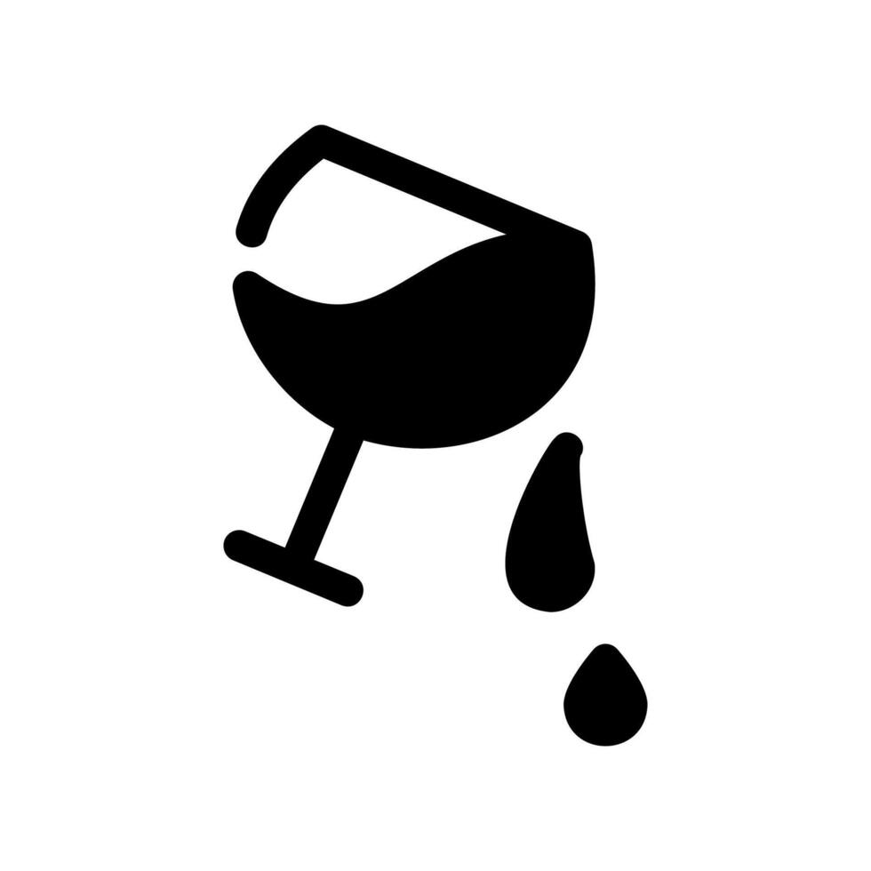 Tilted Wine Glass Symbol with Liquid Drops Falling vector