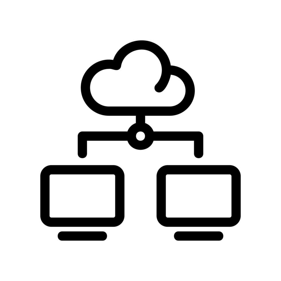 Cloud Computing Icon Cloud Symbol Connected to Two Computer Screens vector