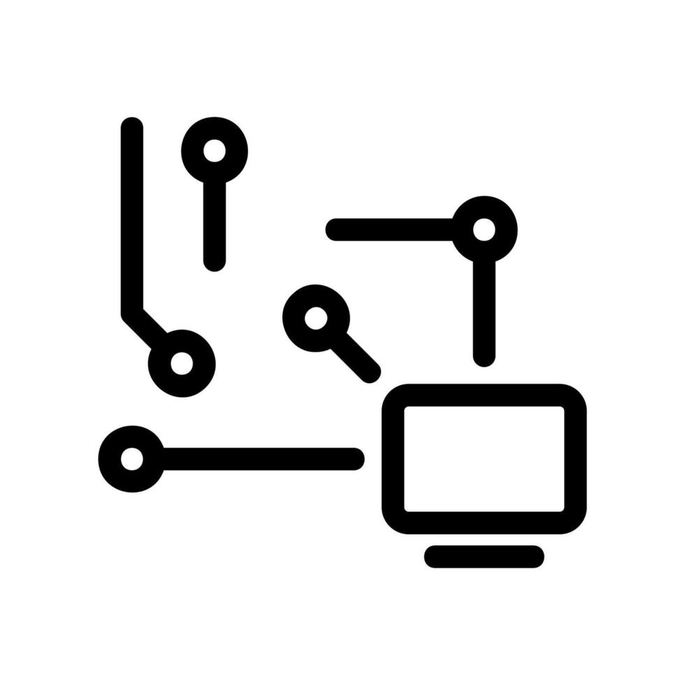complejo red o electrónico circuito interfaz símbolo con monitor vector