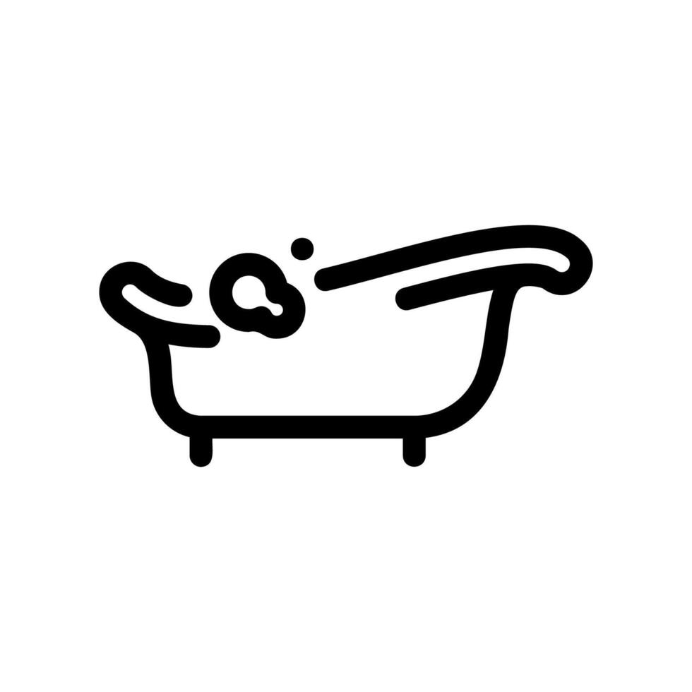 Simple Outline Icon of a Clawfoot Bathtub Filled with Soap Bubbles Design vector
