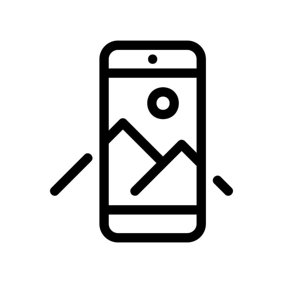 Mobile Phone Screen with Mountain Scenery Overlapping Device Frame Graphic vector