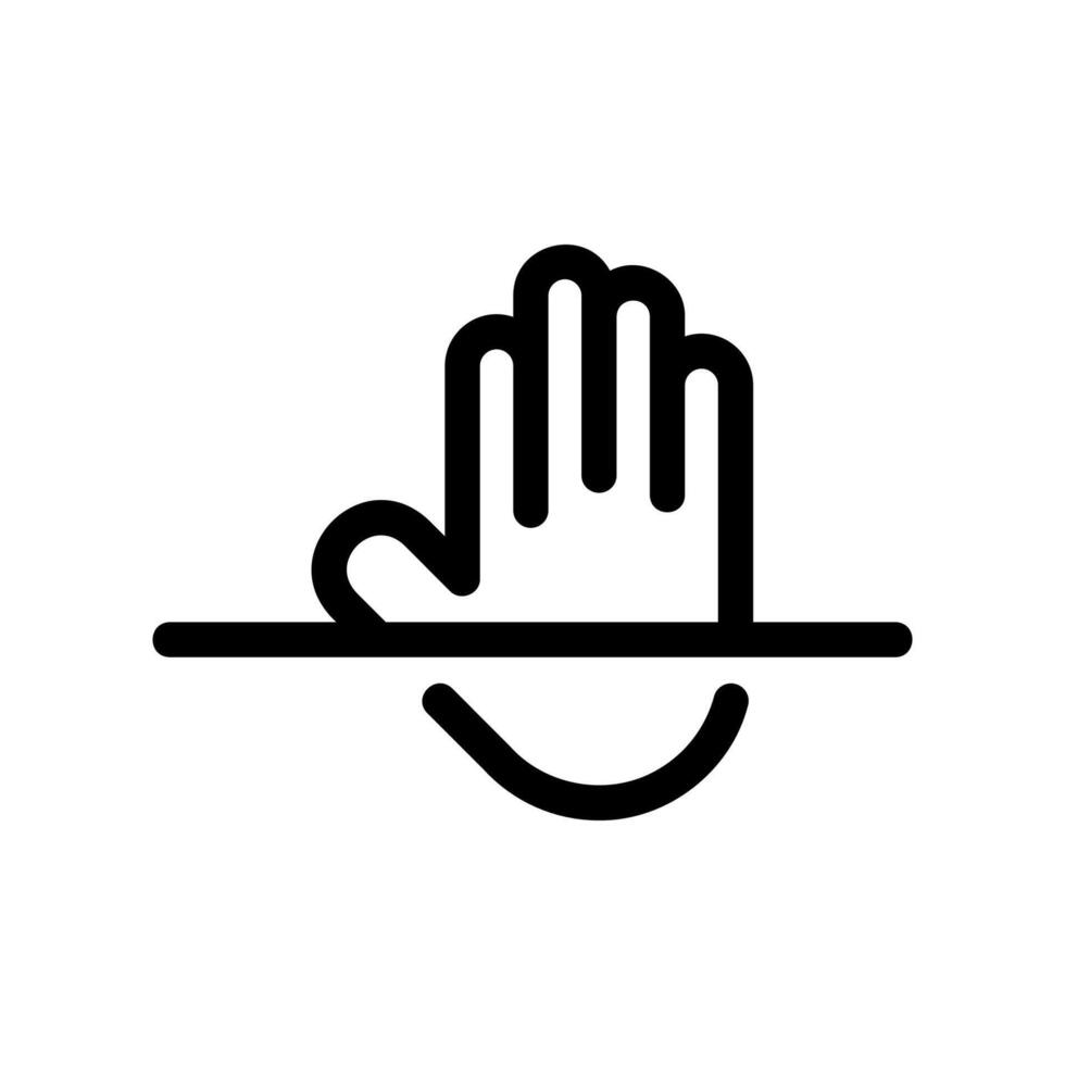 Hand Palm Outline Positioned Above Line Representing Biometric Surface Scan vector