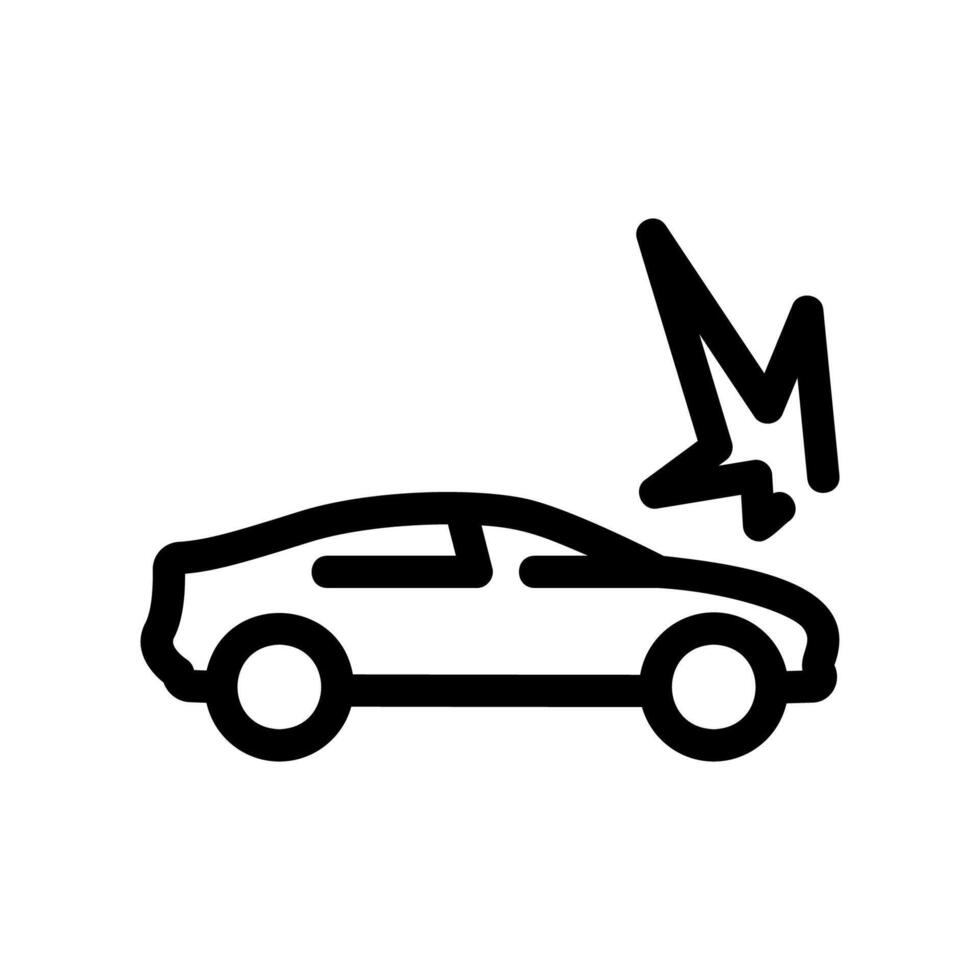 Line Art Icon Depicting a Car with Overhead Impact Symbol Above Hood vector