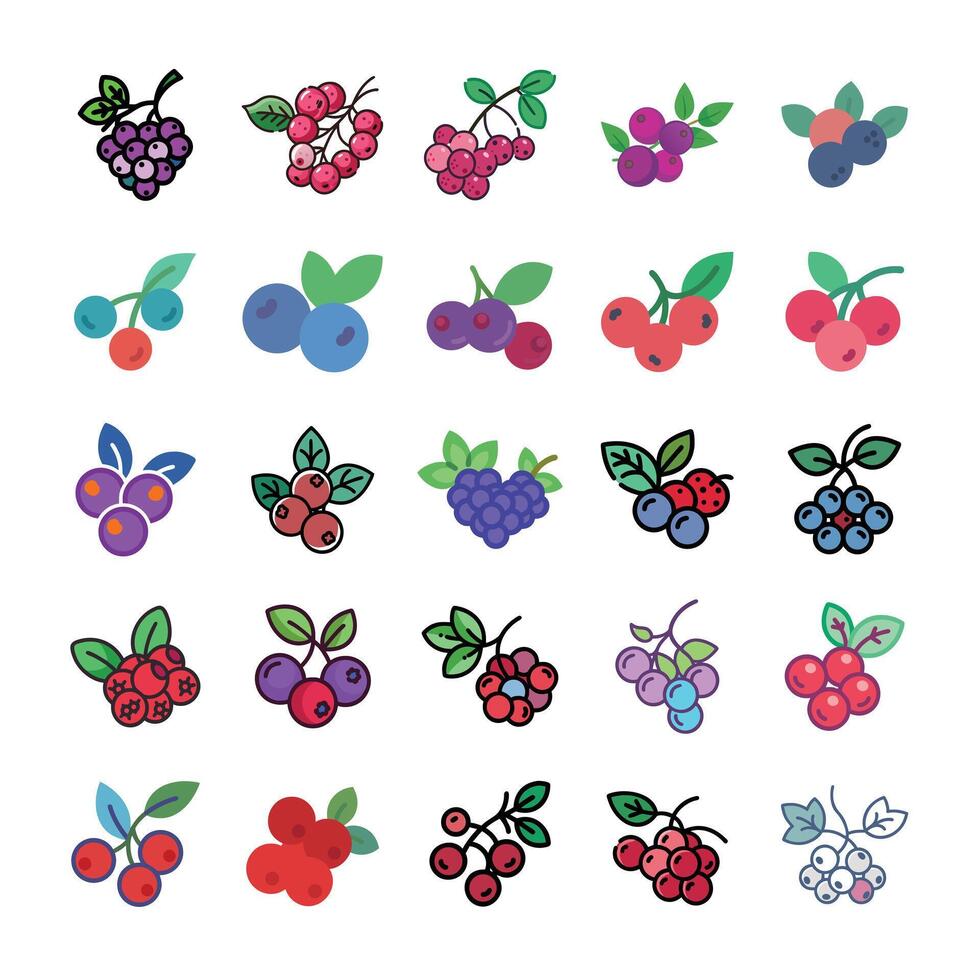 Berry icon set vector
