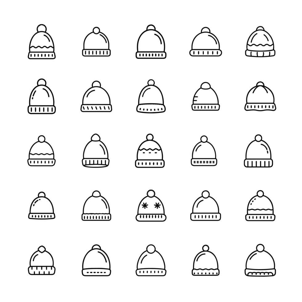 Winter cap icon set vector