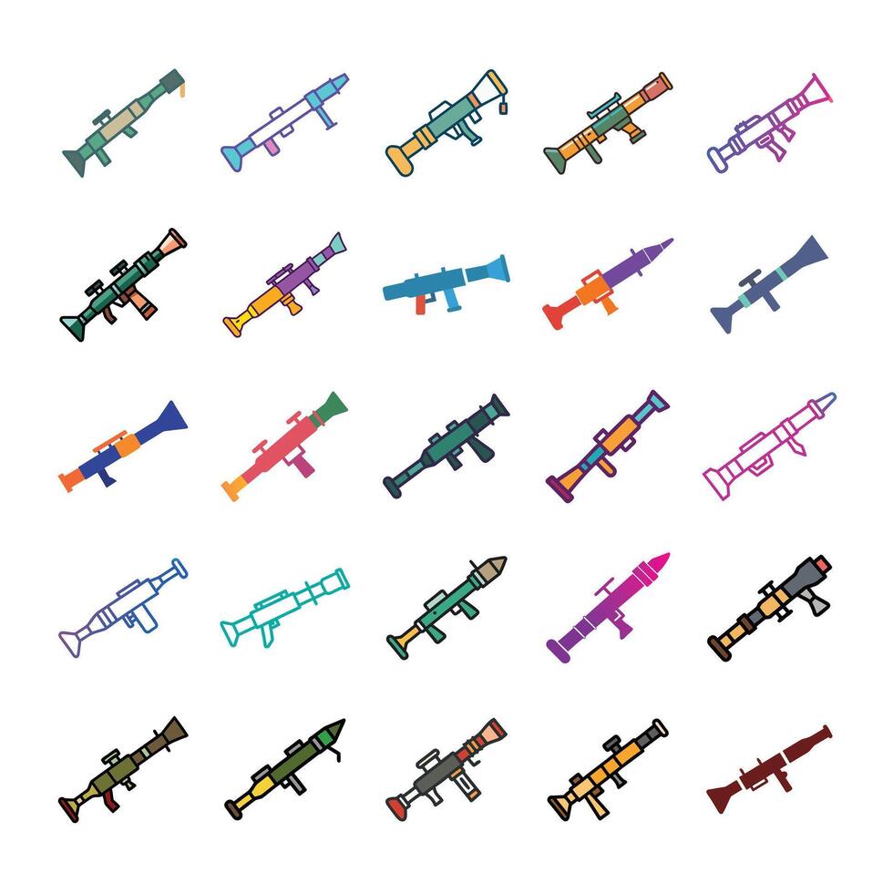 Flat gun icon set concept vector