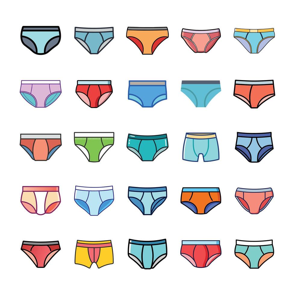 Flat brief icon set vector