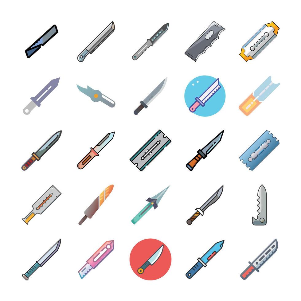 Knife icon set isolated vector