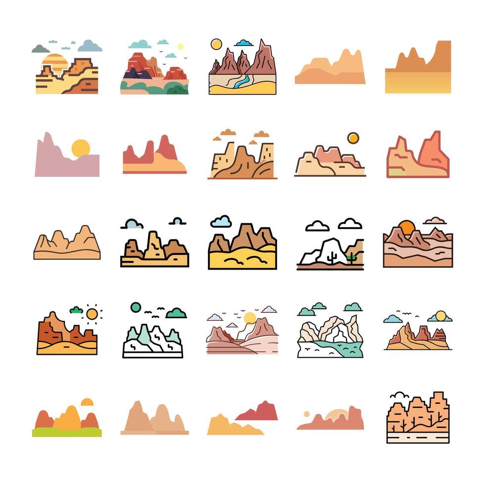 Rock icon set vector