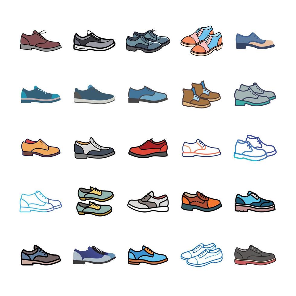 Flat shoes icon set vector