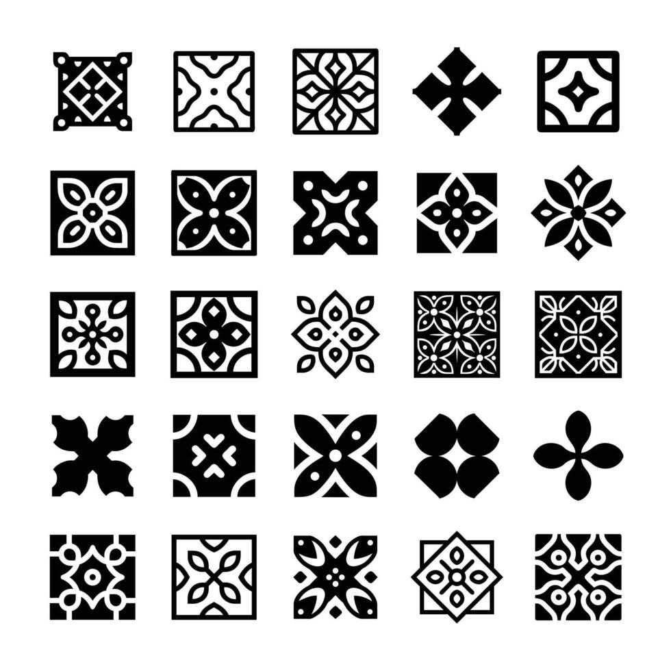 Batik icon set vector