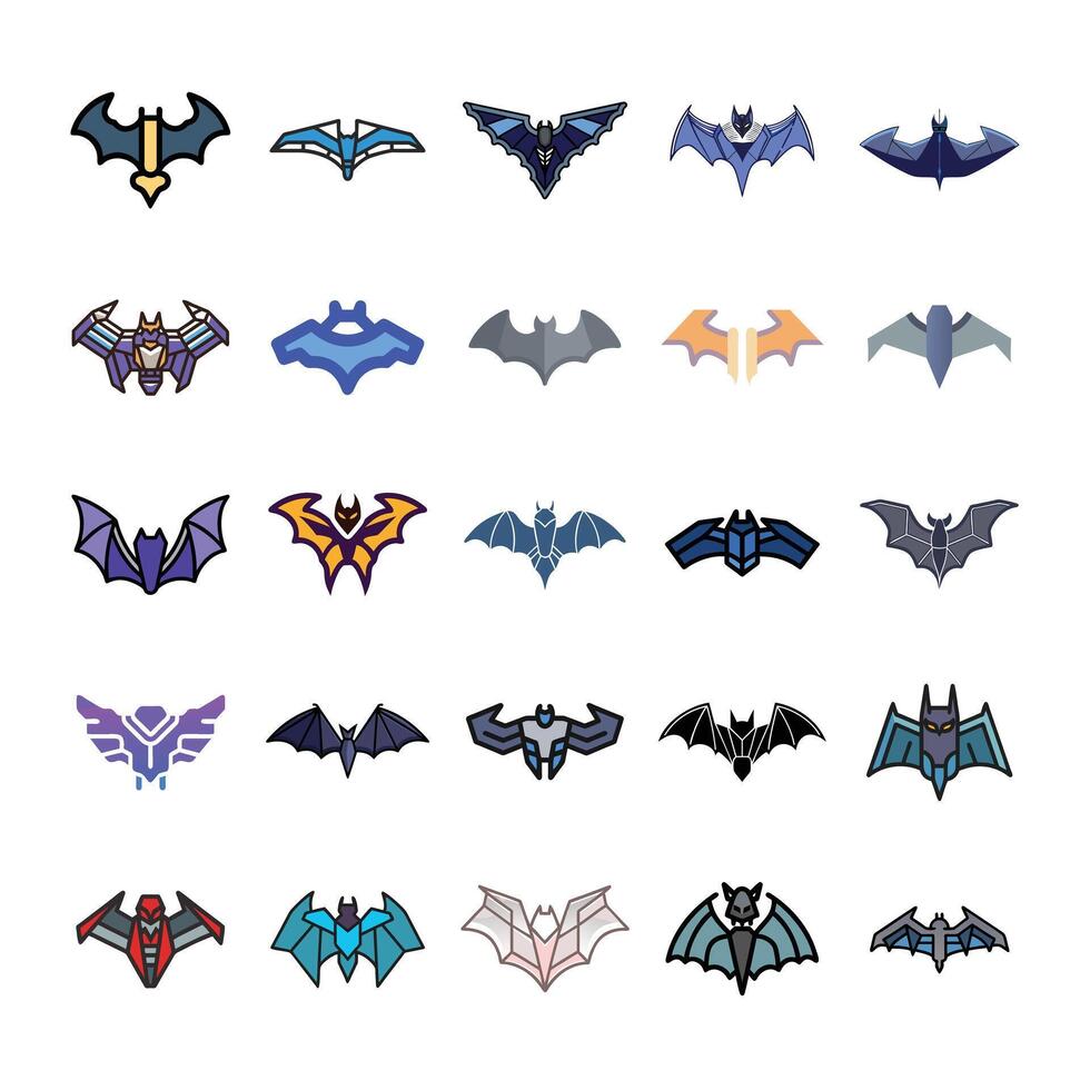 Bat icon set concept vector
