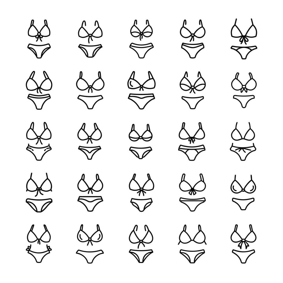 Drawing bikini icon set vector
