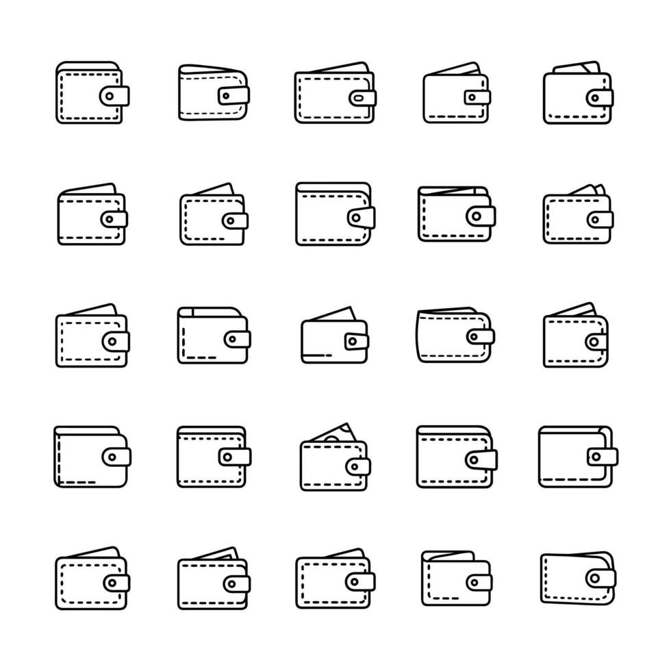 Billfold icon set vector