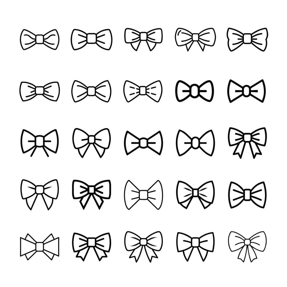 Bow tie icon set isolated vector