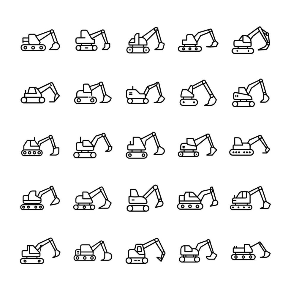 Isolated bulldozer icon set vector