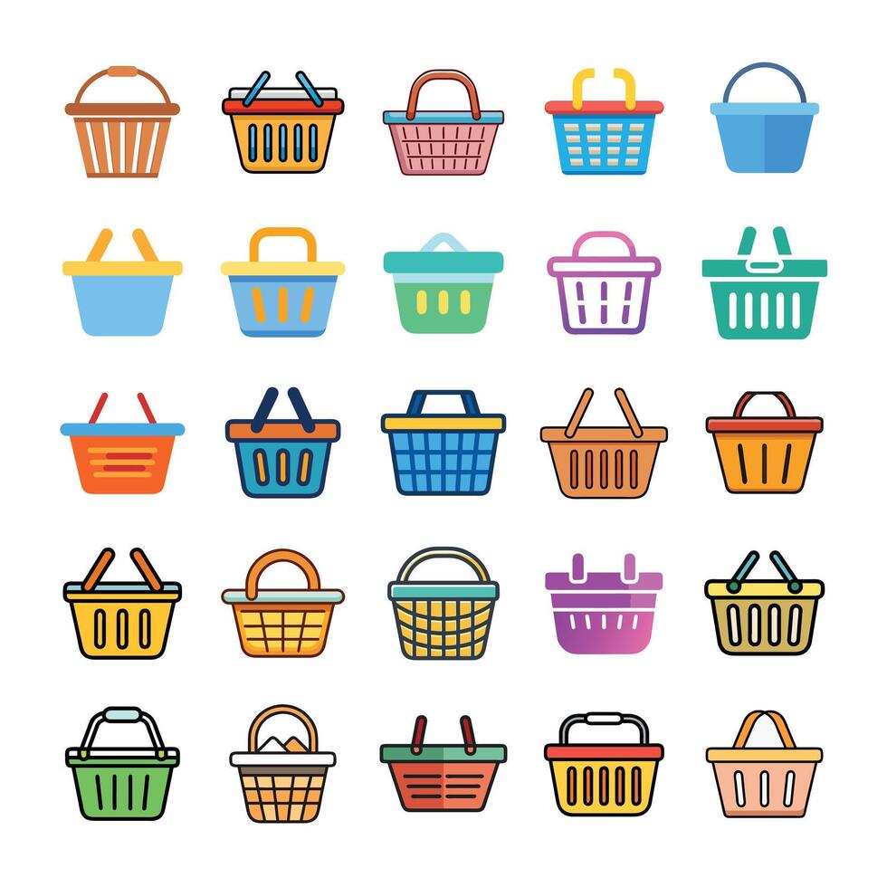 Isolated basket icon set vector